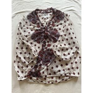 Liz Claiborne Medallion Paisley Blouse | Size M | Boho Vintage